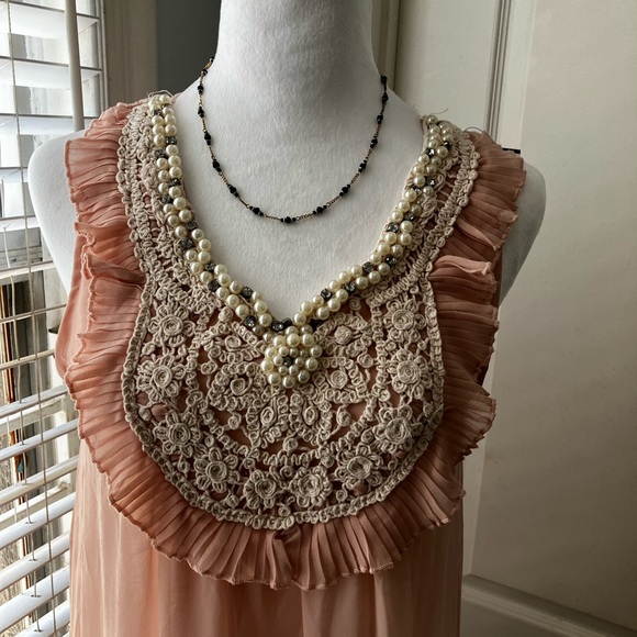 Pink Dress with Lace and pearl Detail. - Picture 2 of 13